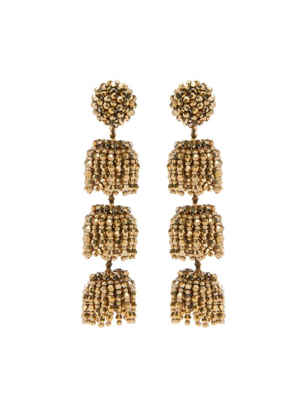 Beaded Triple Layer Clip-On Earrings