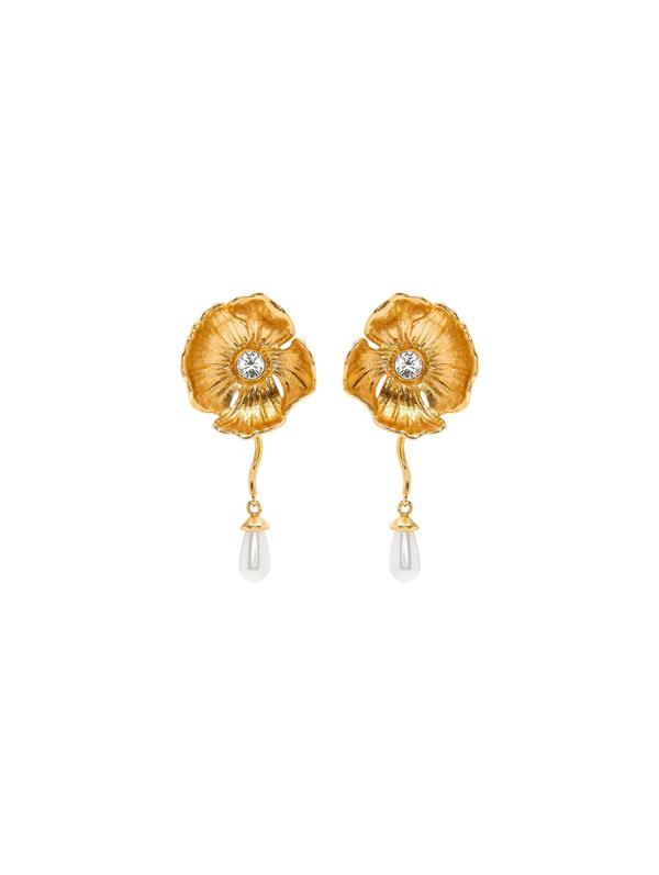 Pearl Drop Flower Earrings