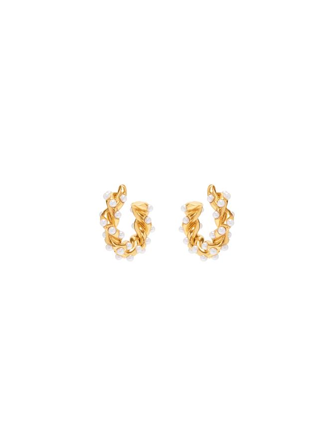 Small Rope Pearl Hoop Earrings