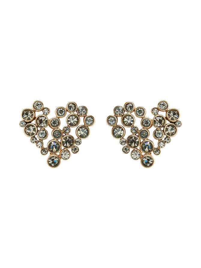 Crystal Heart Clip-On Earrings