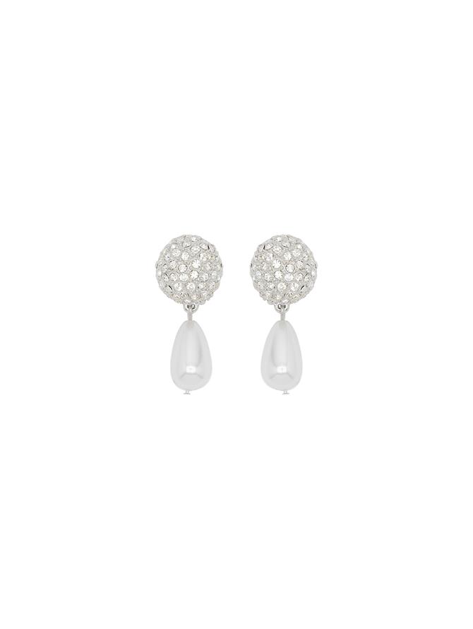 Crystal & Pearl Drop Clip-On Earrings