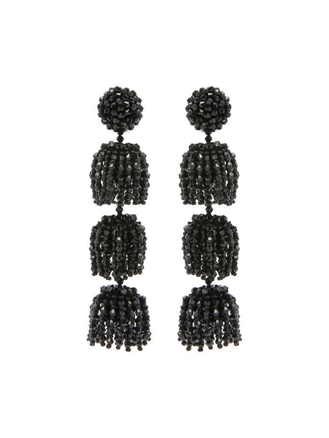 Beaded Triple Layer Clip-On Earrings