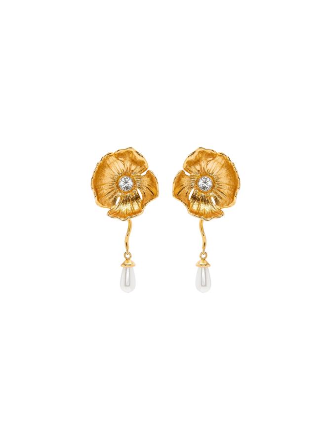 Pearl Drop Flower Earrings
